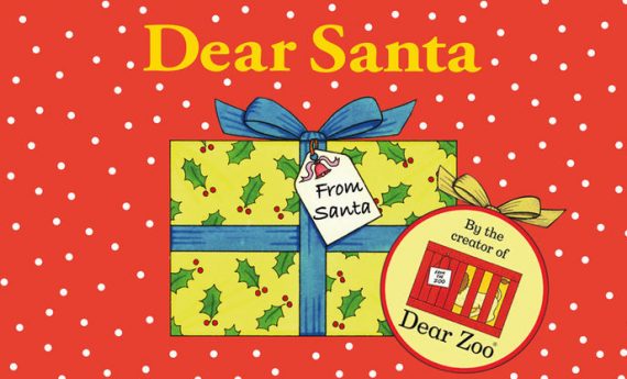 Dear Santa with red spotty paper and a yellow present